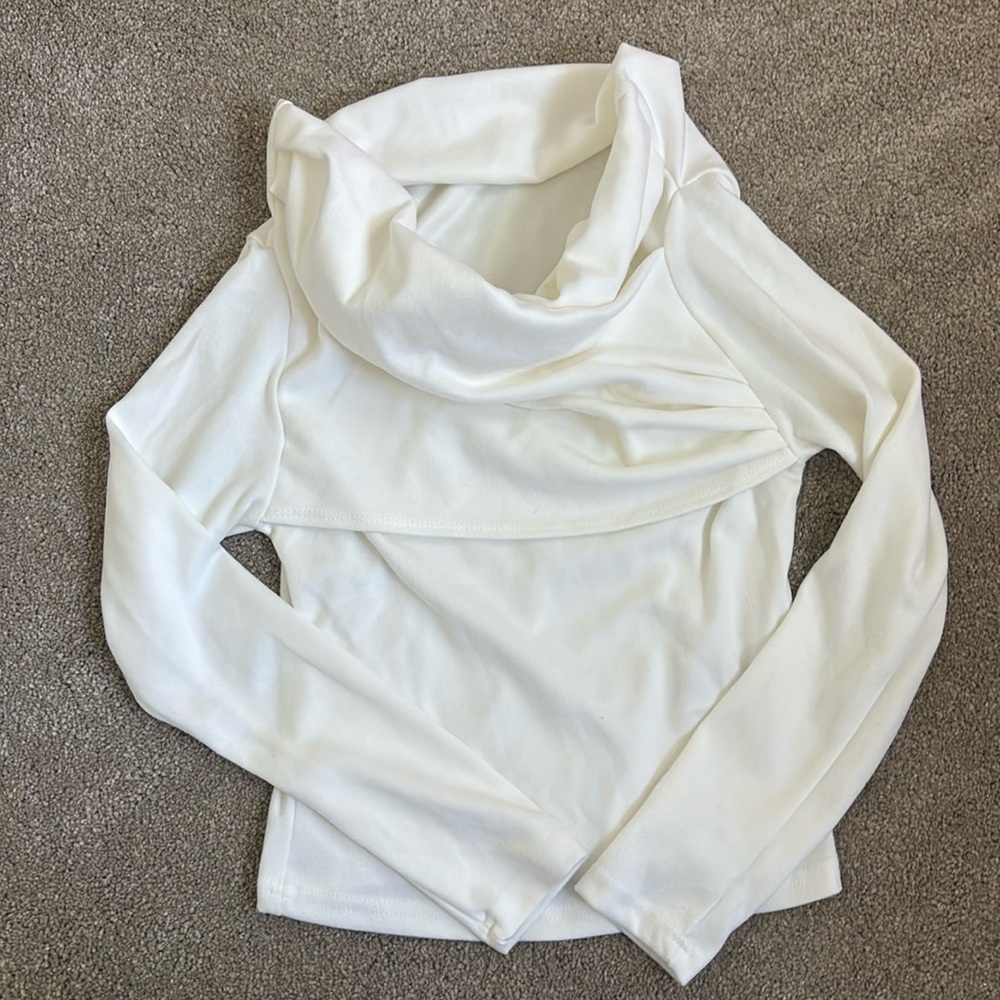 Light cream color long sleeve cowl neck top